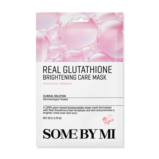 SOME BY MI Real Glutathione Brightening Care Mask - Pack of 10 - Made from Glutathione for Dull-Looking Skin - Daily Vegan Korean Sheet Mask for Skin Brightening and Moistuizing - Korean Skin Care