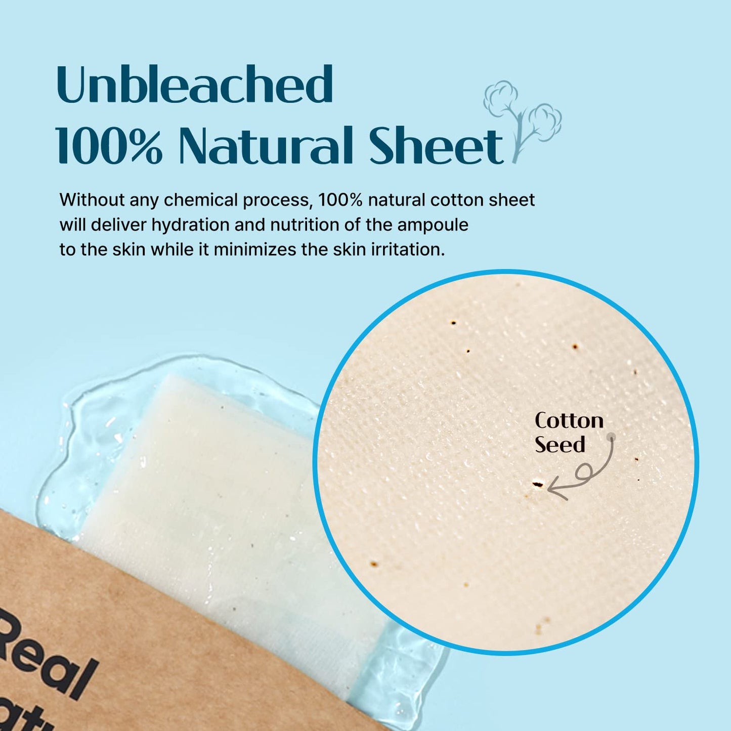 K-Beauty Real Natural Sheet Mask with Blue Ampoule with Unbleached & Non-fluorescent sheet EWG Verified Non-GMO No Artificial Fragrance Made in Korea 10 Count