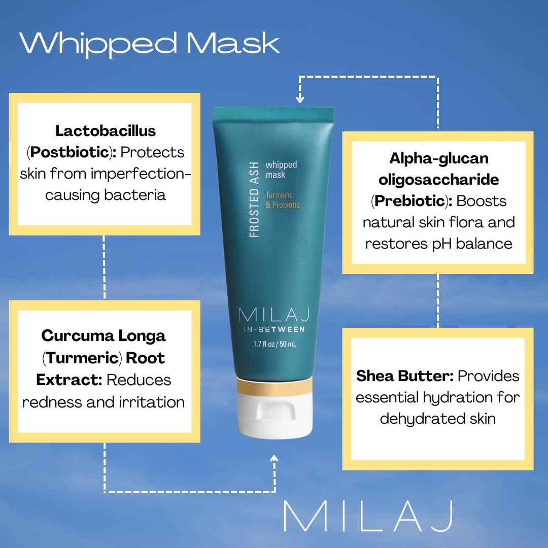 MILAJ Frosted Ash Probiotic & Turmeric Face Mask | Whipped Moisturizing Face Mask & Deep Pore Cleanser | Clean Skincare for Kids and Teens Ages 5-15