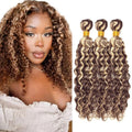 P4/613 Deep Wave Human Hair Bundles 12 14 16 Inch
