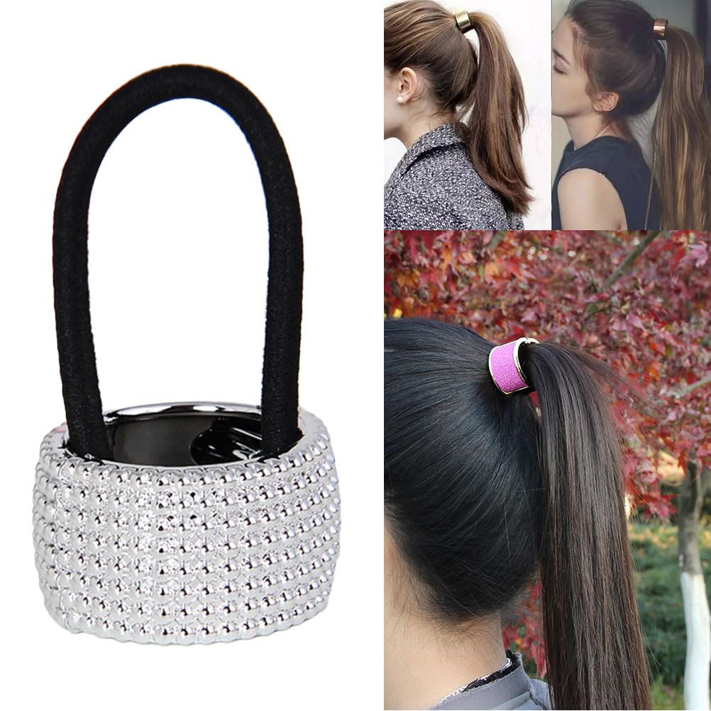 KESYOO Sparkle Rhinestone Punk Ponytail Cuff for Women & Girls - Silver (1 Count) - HAIR TIE