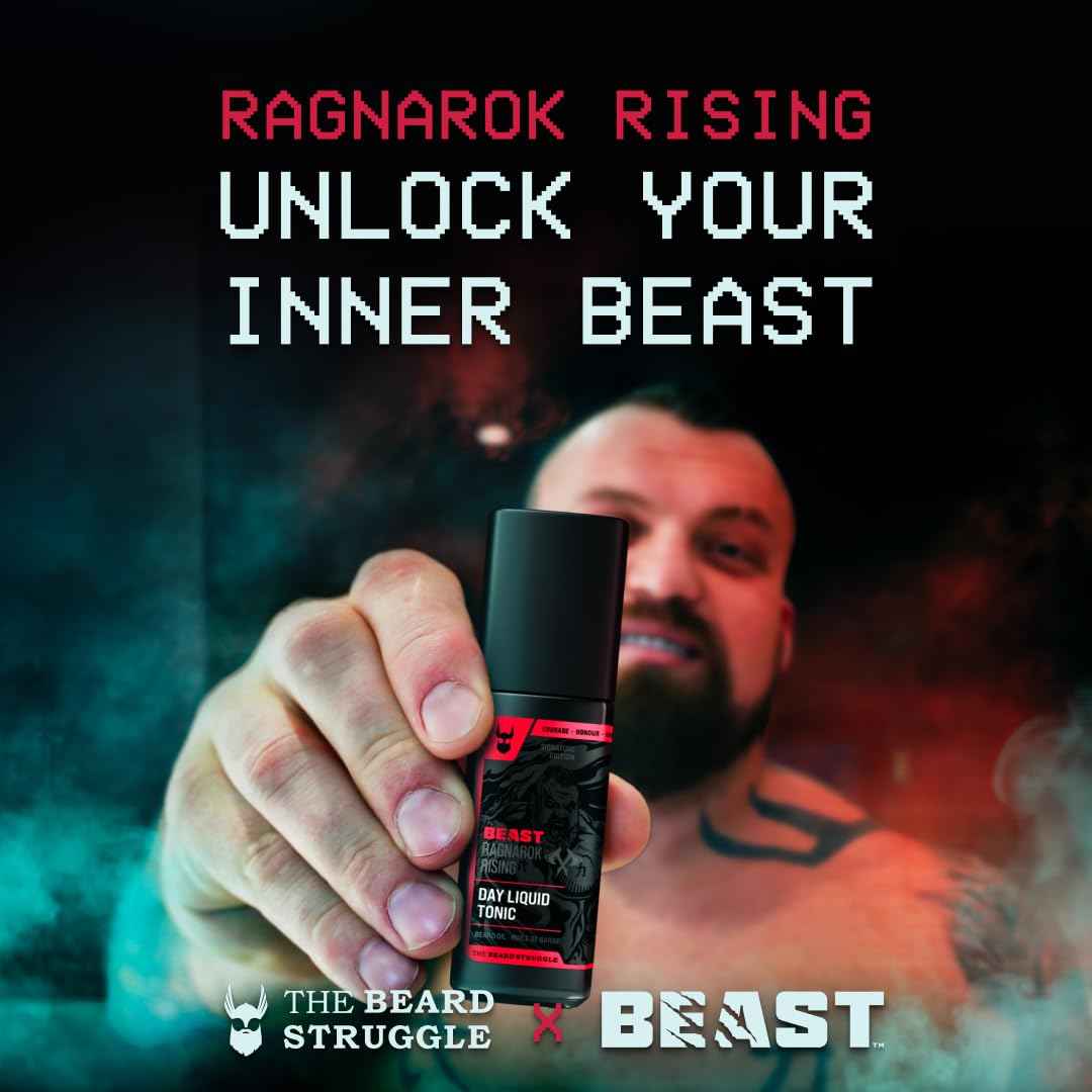 The Beard Struggle The Beast Line Beard Oil for Men Ragnarok Rising Eddie Hall Beast Line - Signature Edition - Day Liquid Tonic Beard Growth Oil - Beast Collection 1 fl oz