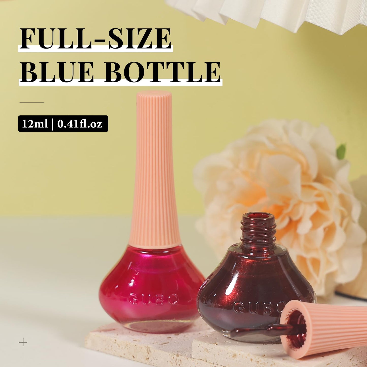 COSMOO Hot Pink with Wine Red 2pcs Nail Polish, 12ml Quick Dry Nail Lacquer, Super Lustrous Nail Enamel Polish, Shimmer Iridescent Ultrachrome Nail Art Varnish, 0.41 fl oz/pcs (Hot Pink + Wine Red)