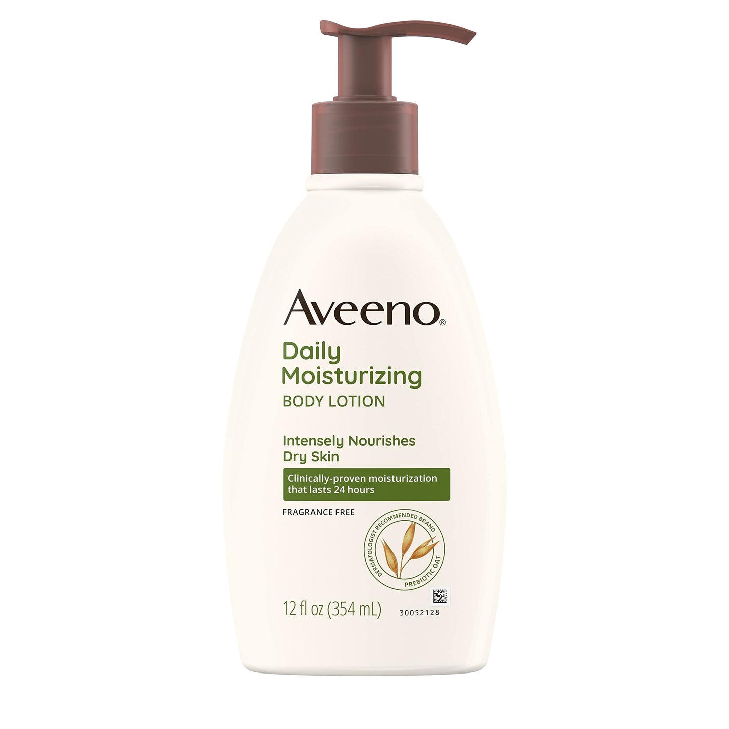 Aveeno Daily Moisturizing Body Lotion with Soothing Prebiotic Oat, Gentle Lotion Nourishes Dry Skin With Moisture, Paraben-, Dye- & Fragrance-Free, Non-Greasy & Non-Comedogenic, 12 fl. Oz