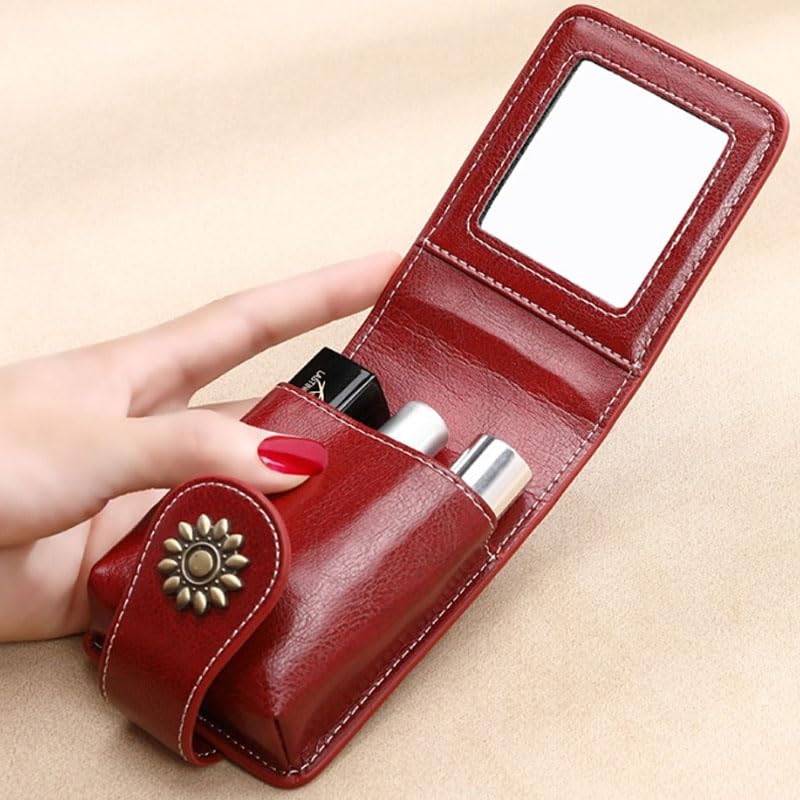 Ximimark 2pc Vintage Lipstick Case with Mirror - Cowhide