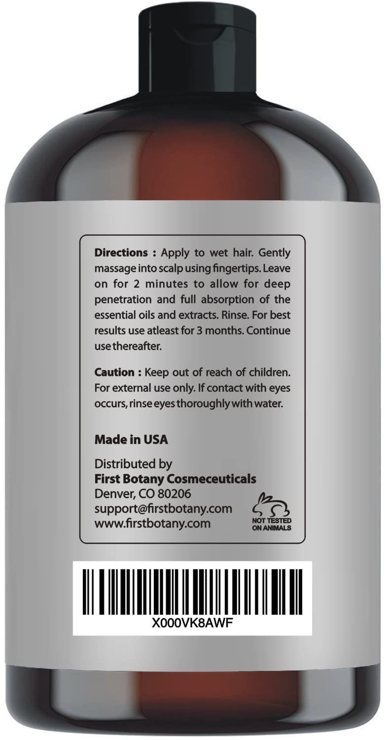 First Botany Cosmeceuticals, Hair Regrowth and Anti Hair Loss Shampoo 16 fl oz, with DHT blockers- Daily Hydrating, Detoxifying, Volumizing Shampoo For Men and Women