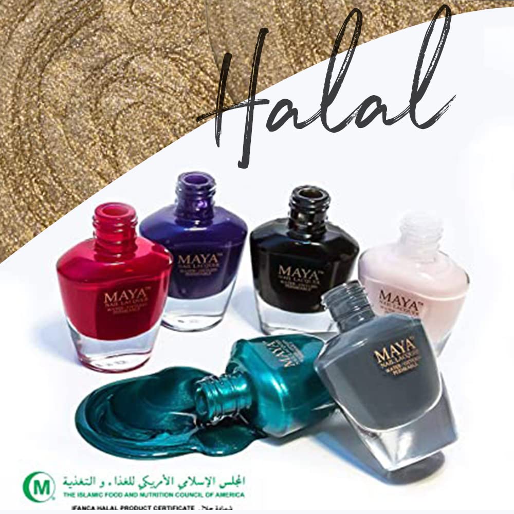 MAYA Cosmetics Halal Breathable Quick Dry Nail Polish, Vegan and Cruelty Free, Oxygen & Water Permeable Nail Lacquer, Non Toxic Gentle On Nails, Gold Digger