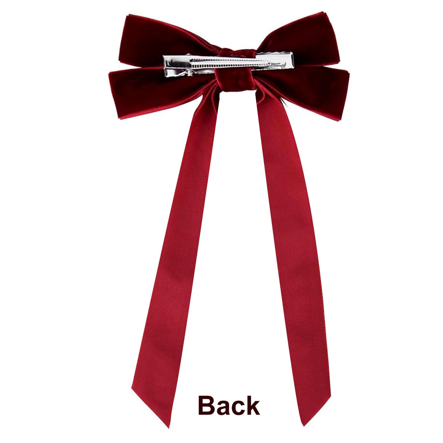 2Pcs Velvet Hair Bows Ribbon for Women Big Fall Alligator Clips Bowknot Hair Ponytail Holder Accessories for Women Girls Toddlers Teens Kids (Dark blue+Wine Red)