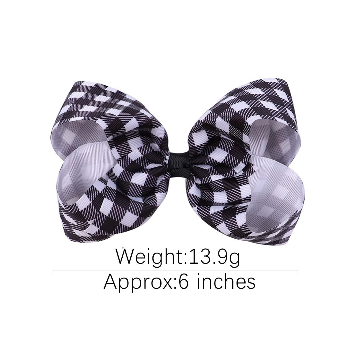 Checkered Plaid Hair Bow Clip Checkered Hair Barrettes Clips Buffalo Plaid Hair Bow Pin BBG71 (2 Pcs-G)