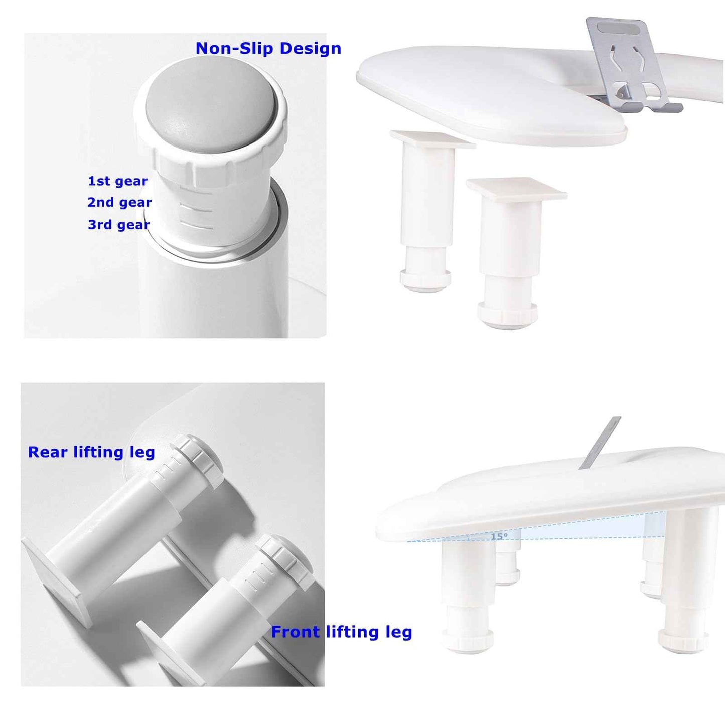 Manicure Arm Rest with Rotating Phone Holder for Nails Tech, U - Shaped Adjustable Nail Hand Rest Stand PU Leather (White)