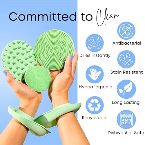 Beauty Gift Set for Face & Body - Spa Kit with Silicone Wristbands, Body Scrubber, Face Buffer & Scalp Exfoliator - Essential Skincare for Teen Girls & Women (Blush Pink)