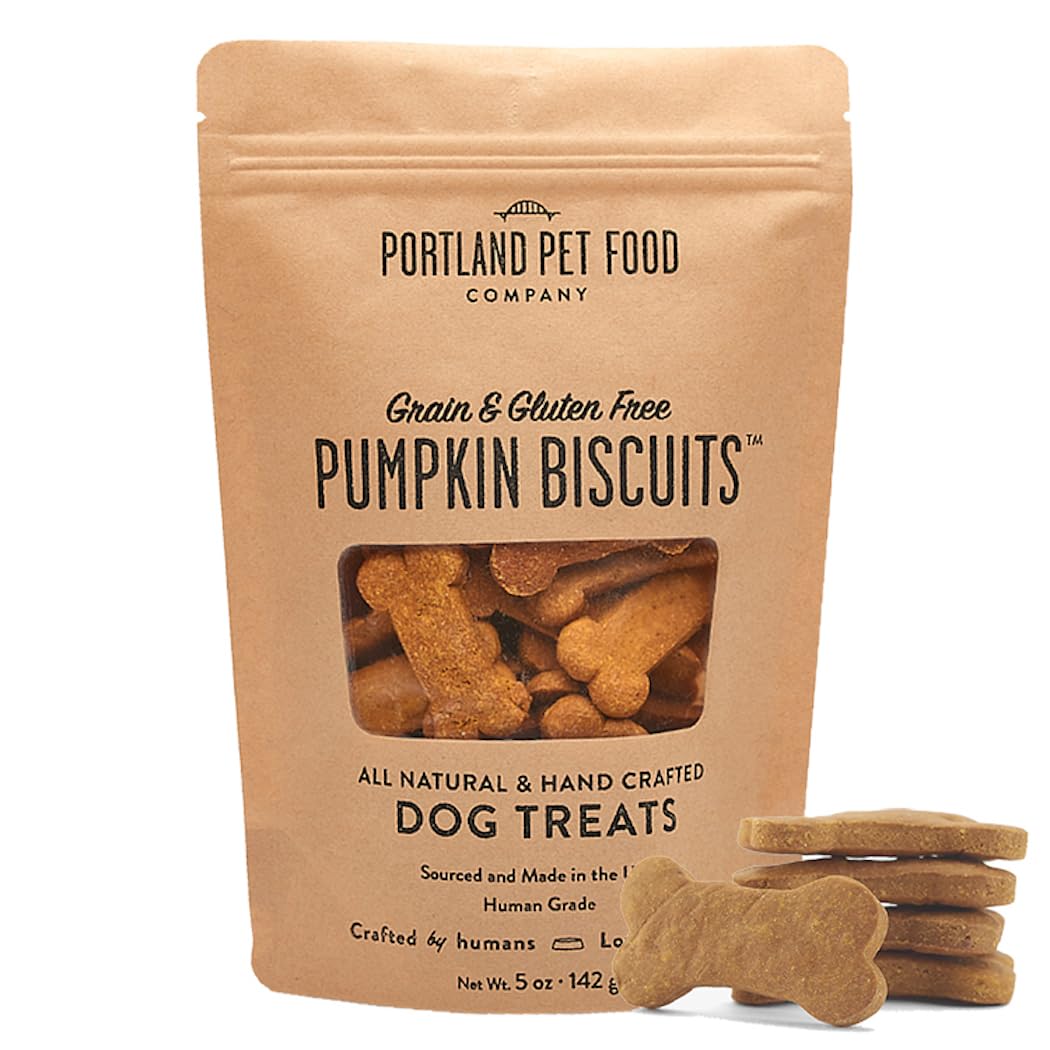 Portland Pet Food Company Pumpkin Healthy Dog Treats - Grain-Free, Human-Grade, Pumpkin Dog Treats - All Natural Dog Training Treats & Biscuits Made in the USA Only 1-Pack (5 oz)