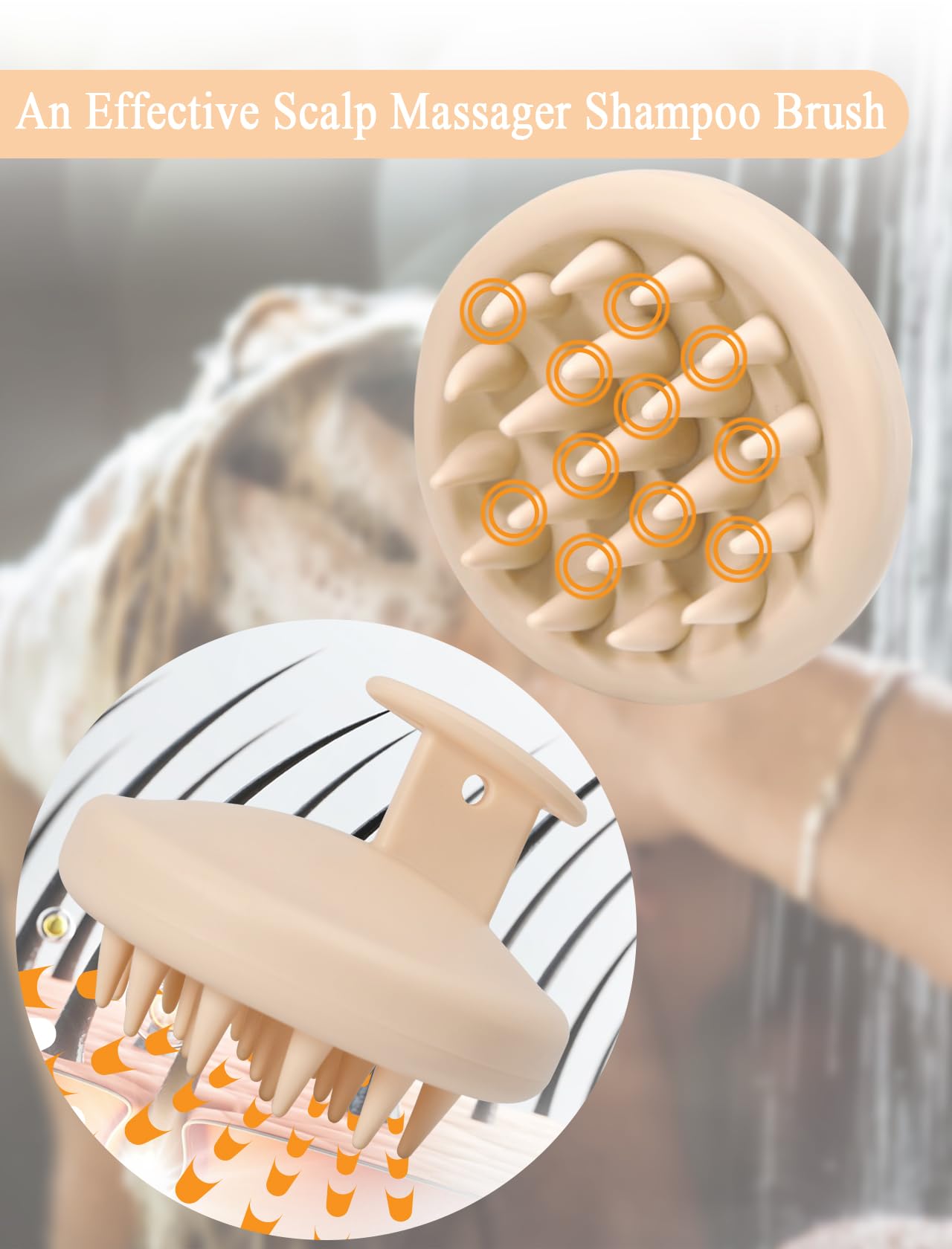 Shampoo Scrubber Scalp Scalp Massager Hair Growth [Beige] Brush for Dandruff Stress Relax Dog Head Massager Hair Brushs for Shower Soft Silicone Stimulating for Animal Gift for Wife Girls Mother