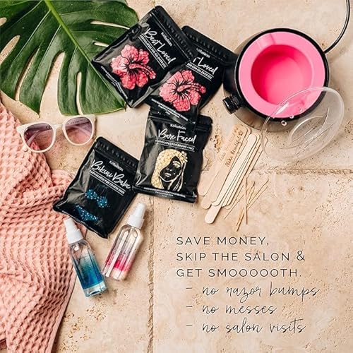 KoluaWax Hard Wax Beads for Hair Removal ? Coarse Hair Formula ? Face, Brazilian, Underarm, Back Chest, Bikini Waxing ? Dragon Fruit & Hibiscus, 1lb Refill for Wax Warmers & 10 Applicator Sticks
