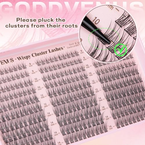 Goddvenus Wispy Lash Clusters - 9-14mm Natural DIY Extensions
