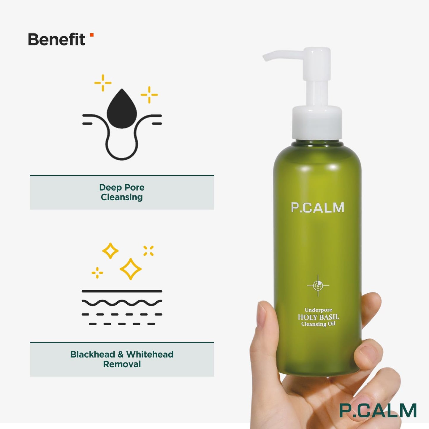 P.CALM Blackhead Removing & Pore Minimizing Duo | Holi Basil Cleansing Oil with Retinolagen Serum | Vegan Korean Skincare