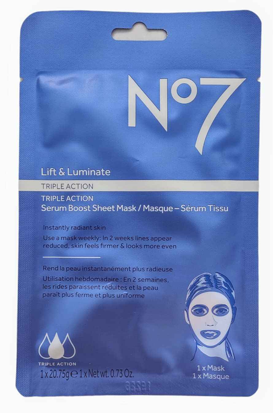 No7 Lift & Luminate TRIPLE ACTION serum boost sheet masks