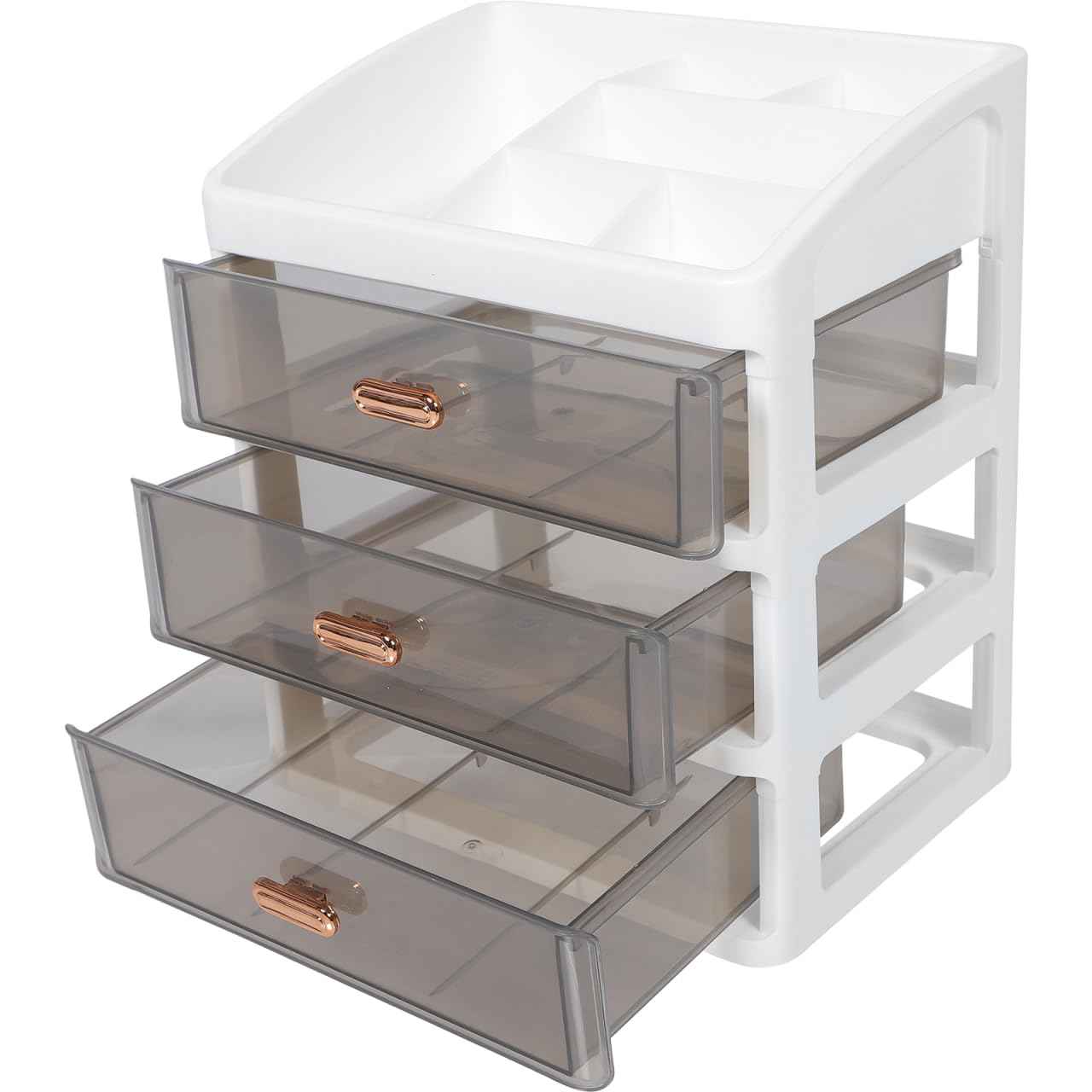 HOLIDYOYO Countertop Cosmetic Organizer Box with Transparent Drawers Multi-Layer Makeup Storage for Skincare Office Supplies Bedroom and Bathroom