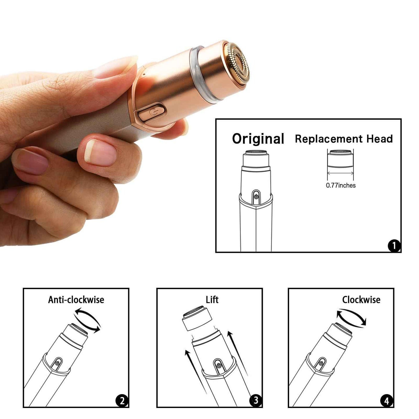 Replacement Heads Gen 3 for New Version Flawless Facial Hair Remover, Double Ring Blades Head for New Flawless, 6 pack