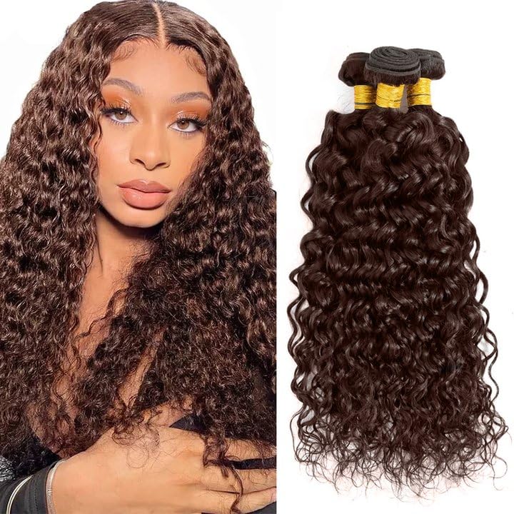 Brown Water Wave Hair Bundles #4 Brazilian Remy 18-22 inch