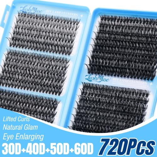 Lash Clusters Kit 720Pcs - 30D 50D 60D Wispy Individual Lashes 8mm-16mm