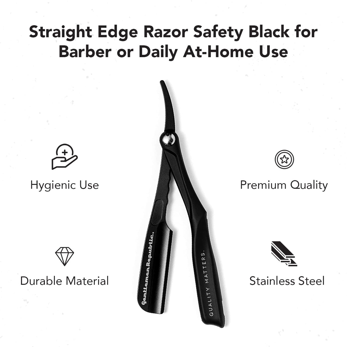 Gentlemen Republic Straight Edge Razor Holder: Premium Black Safety Razor Holder for Professional Barbers and Everyday Home Grooming - Achieve the Shave with Confidence