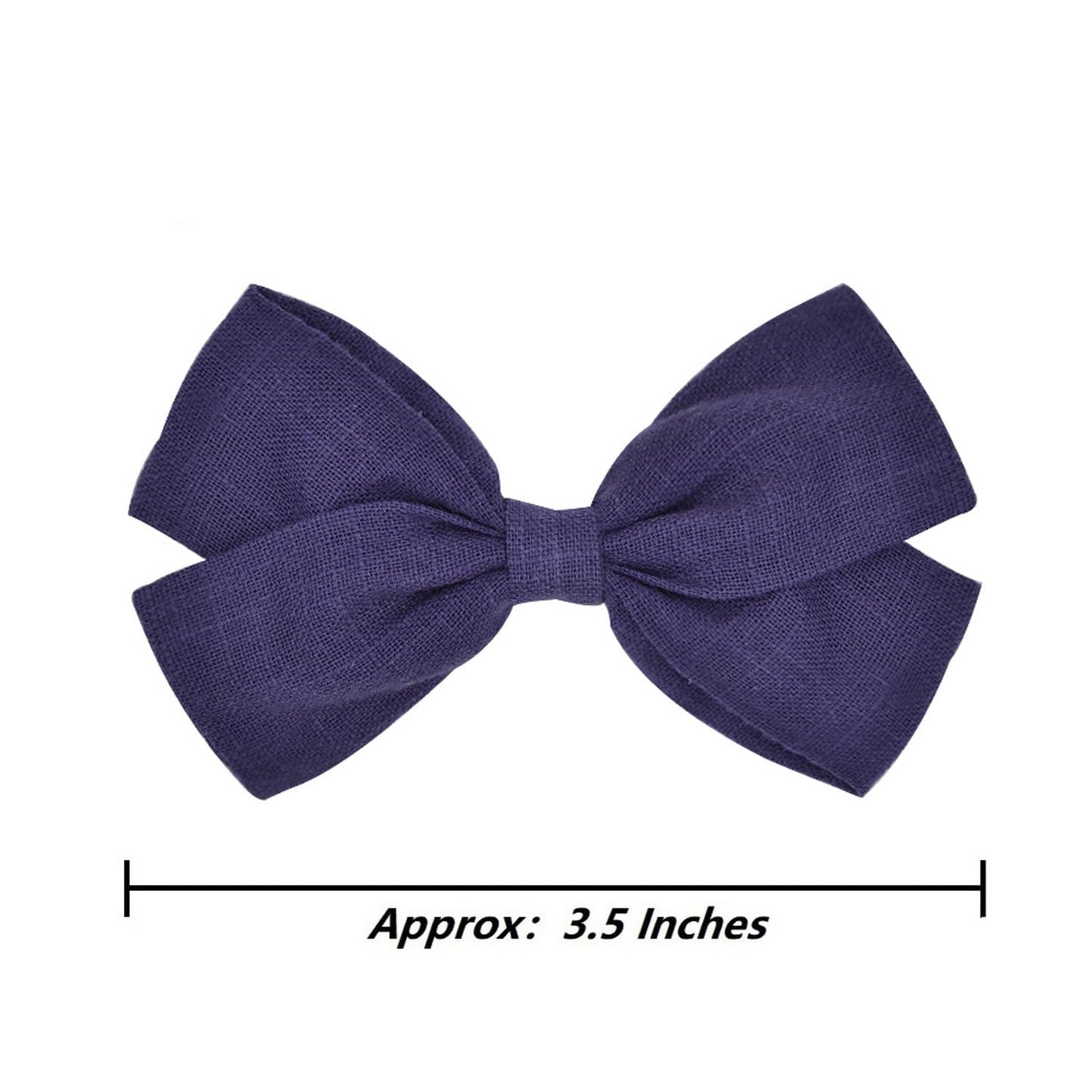 3.5in Baby Girl Hair Clips - Fully Lined Non-Slip Barrettes for Fine Hair, 2-Pack Bows in Navy Blue