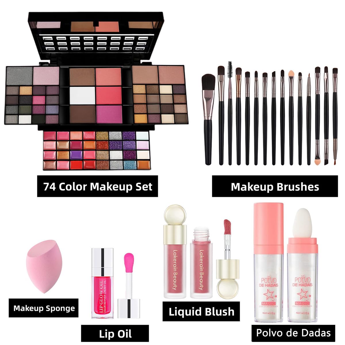 74 Colors Makeup Kit - Makeup Sets - Makeup palettes with 36 Eyeshadow - All in One Makeup Kit for Women and Girls Full Kit for Valentine's Day Gifts