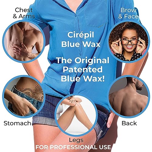 Cirepil - Blue - 400g / 14.11 oz Hard Wax Beads Bag - Face & Body Wax, Unscented & No Strip Needed - Perfect for Sensitive Skin & Brazilian Waxing - Fluid Gel Texture, Easy Hair-Removal