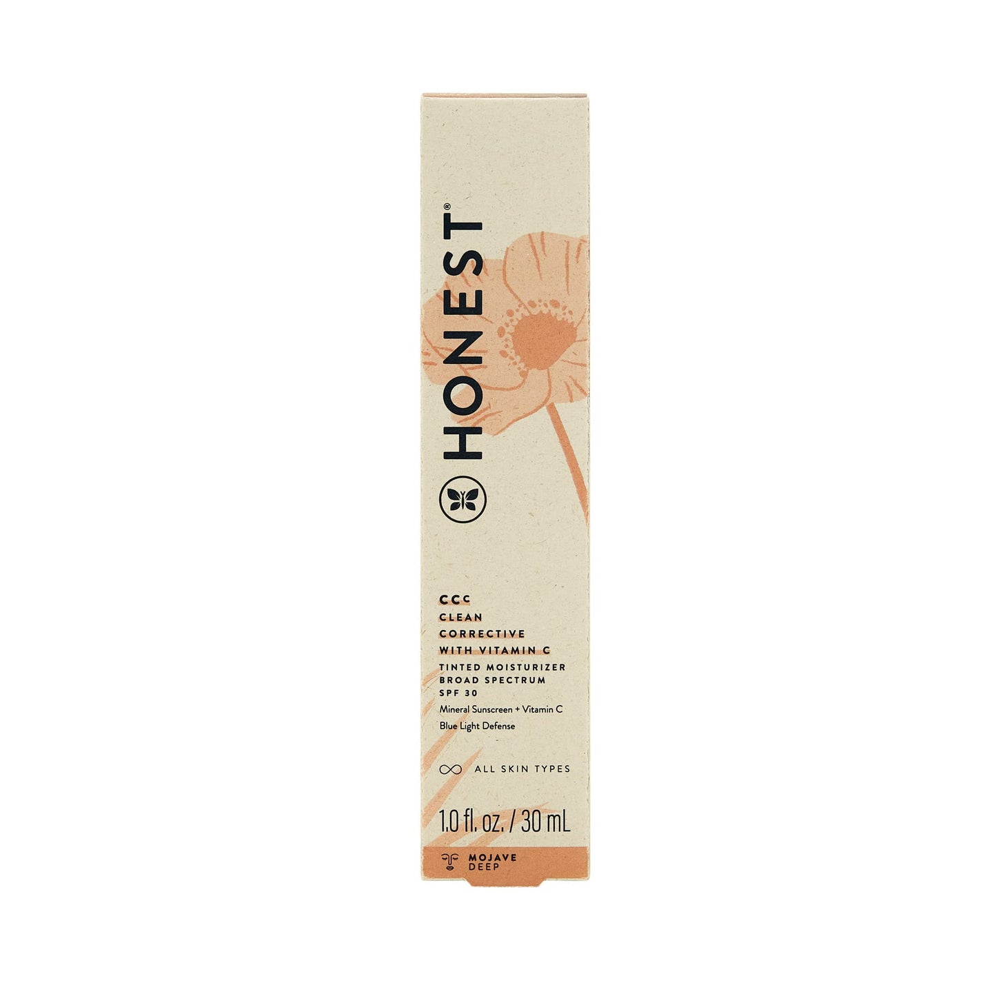 Honest Beauty CCC Clean Corrective with Vitamin C Tinted Moisturizer | Mineral SPF 30 | Vegan + Cruelty Free | Mojave Deep, 1 fl oz