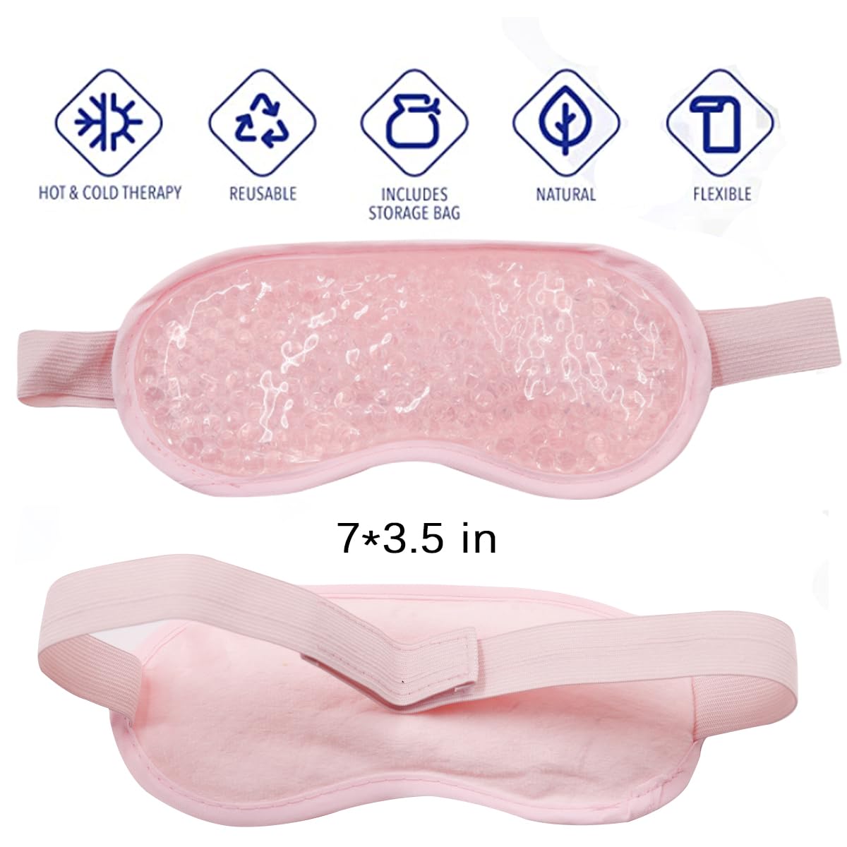 Cooling Eye Mask Reusable Gel Eye Mask for Puffy Eyes,Therapeutic Gel Eye Spa Pad for Puffiness Hot Cold Therapy with Eye Holes for Tired or Puffy Eyes, Migraine, Dark Circles, Puffiness (D)