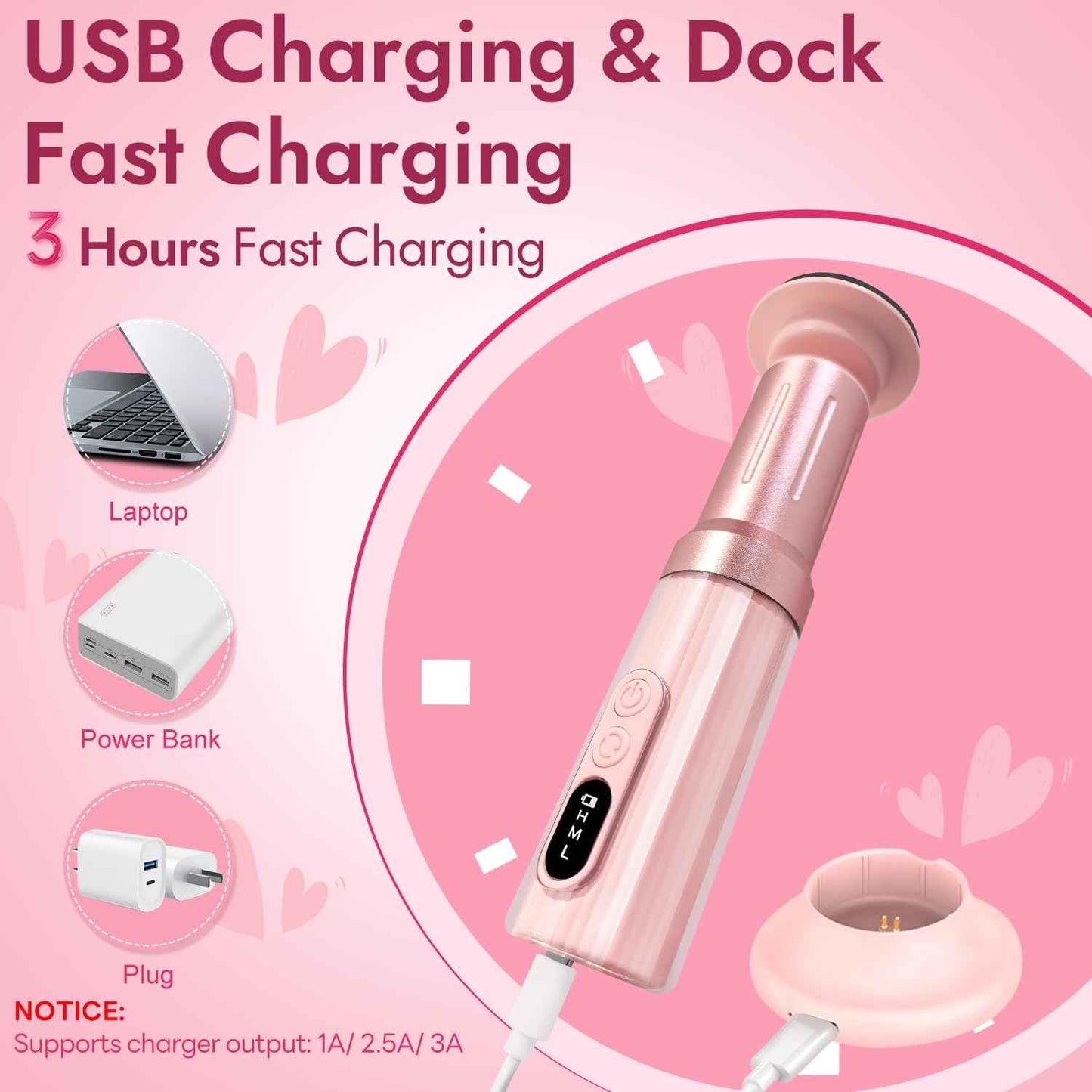 JINYAWA Electric Foot Callus Remover - 2-in-1 Rechargeable Cordless Foot File with LCD Display & 6 Speeds - Professional Foot Sander for Dead Skin, Thick Nails, Heels and Soles (Pink)