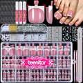 Teenitor Square Toe Nails Press On - 150pcs French Tip, 15 Sizes