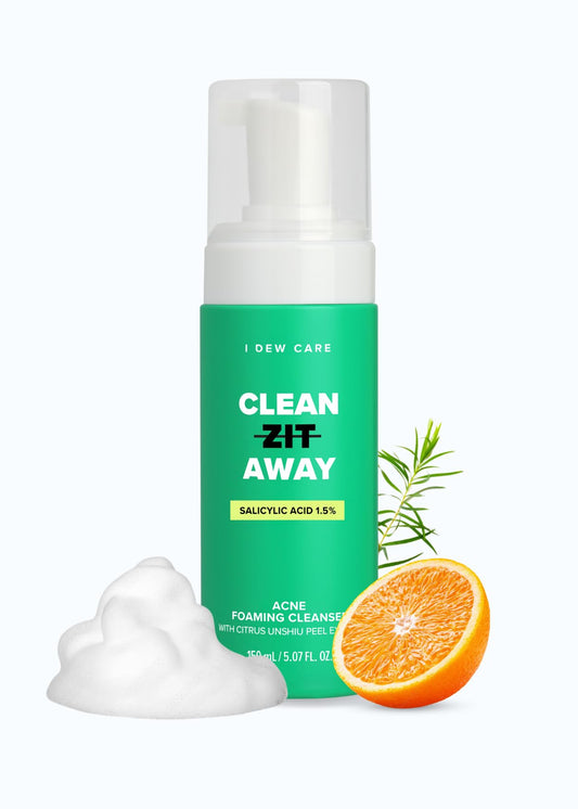 I DEW CARE Acne Foaming Cleanser - Clean Zit Away | with 1.5% Salicylic Acid, Soothing Face Wash for Blemishes, Oil Control Acne Treatment, Facial Cleanser for Sensitive Skin, 5.07 fl oz