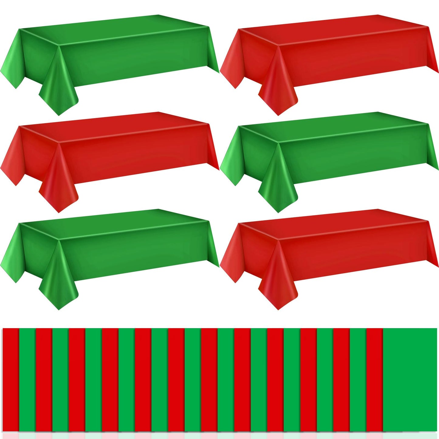 Batiyeer Christmas Tablecloth Disposable Plastic Tablecloth 54 x 108 Inch Rectangle Red Green Table Cloth Plastic Table Cover for Christmas Holiday Parties Decorations Indoor Outdoor (30 Pcs)