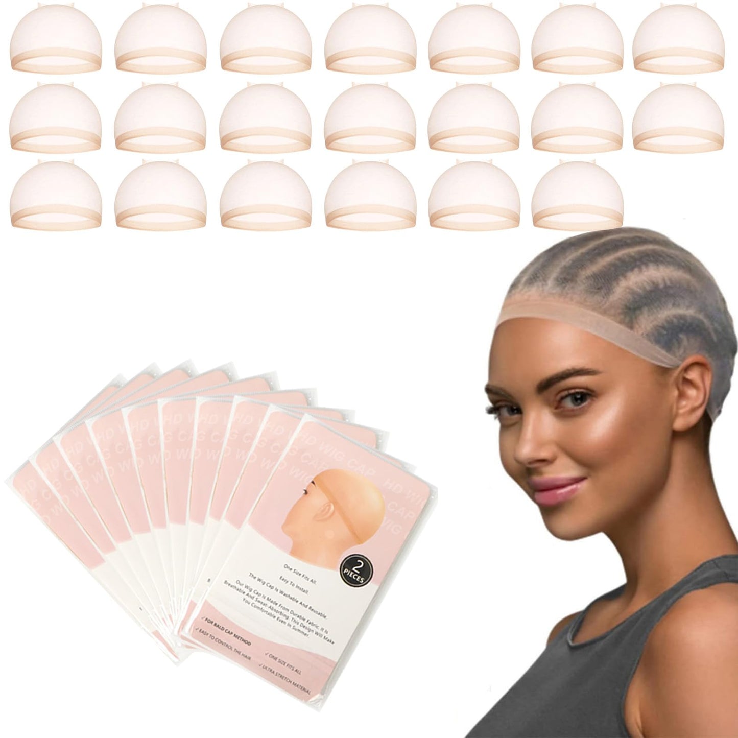 SAKALAKA HD Wig Caps,20 Pieces Hair Net for Wig, Stretchy Nylon Wig Caps for Women, Natural Transparent Wig Caps for Lace Front Wigs (HD Wig Cap 10Pack/20PCS)