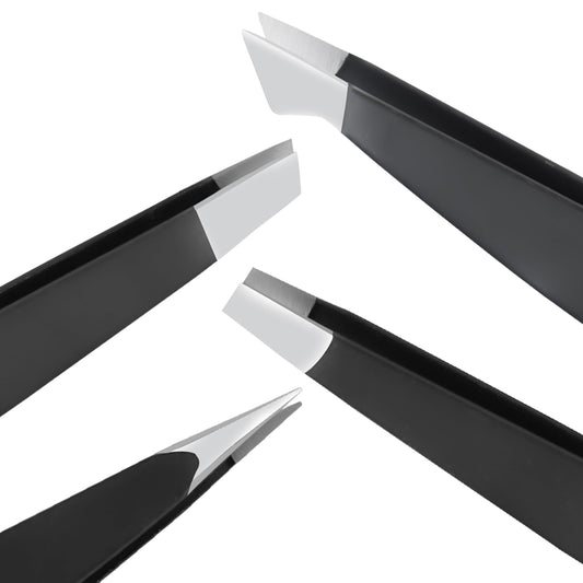 SIVOTE 4-Pack Eyebrow Tweezers for Women – Professional Tweezers for Facial Hair & Chin Hair Removal – Stainless Steel Precision Tweezers for Men and Women in Black