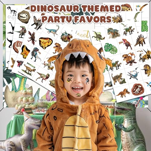 120 PCS Dinosaur Temporary Tattoos for Kids - 3D Party Favors