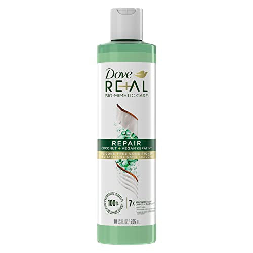 Dove RE+AL Bio-Mimetic Care Conditioner For Damaged Hair Repair Coconut + Vegan Keratin Silicone-Free Conditioner 10oz