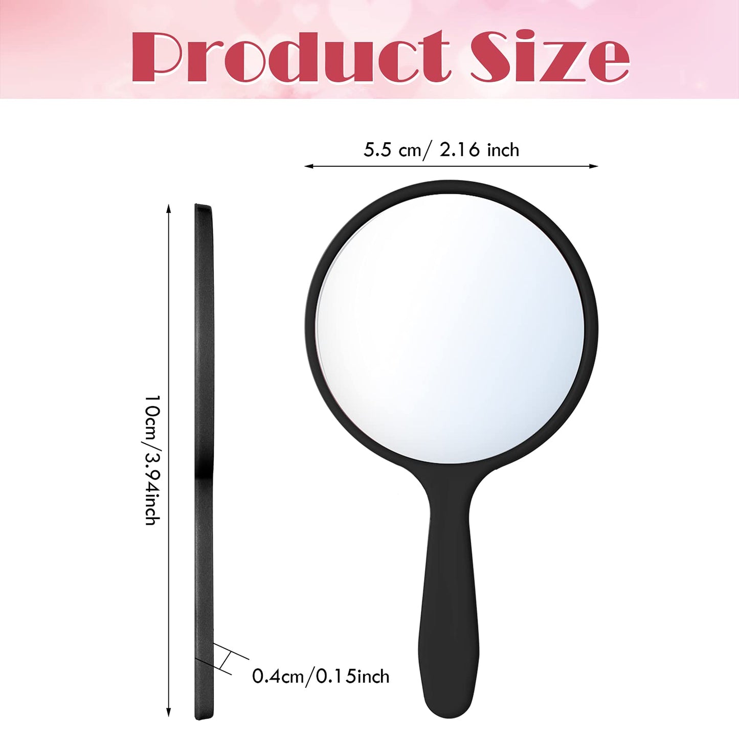 Jetec 50 Pcs Handheld Mirror with Handle, 3.94" L x 2.17" W, Small Portable Round Mirror Bulk for Kids Travel Makeup Classroom Camping Daily DIY Crafts (Black, White)