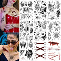 Gothic Temporary Tattoos for Men Women Adult - 9 Sheets Large Fake Tats for Men - Halloween Demon Skull Snake Scorpion Fake Tattoos for Arm Chest Sleeve