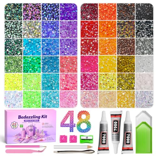 Redtwo 45,000 Pc Flatback Rhinestones Kit with Glue & Tools