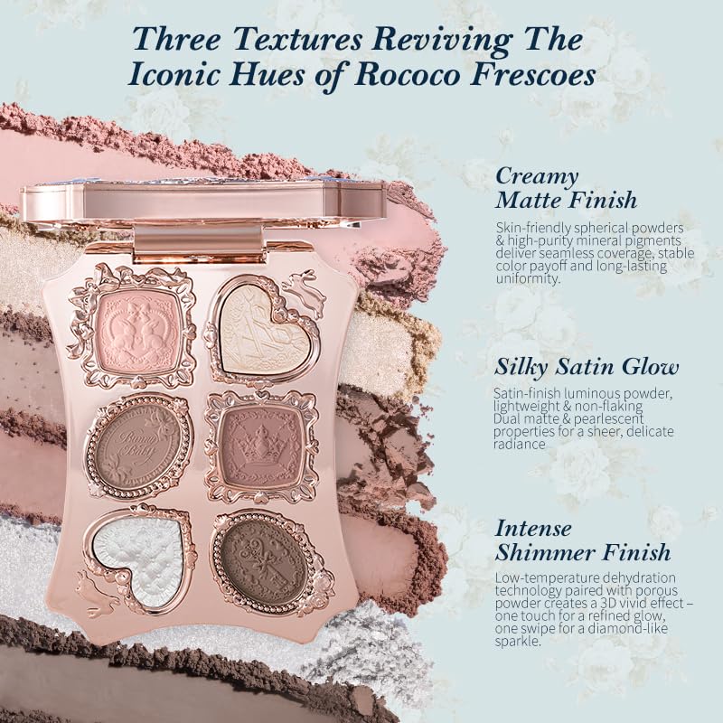 Flower Knows Bunny Garden 6-Color Eye Shadow Palette, Moon Serenade Variation, 0.23oz