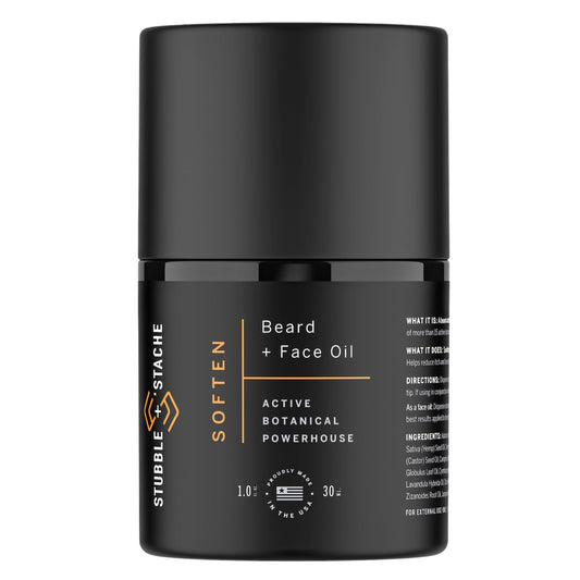stubble & stache Hydrating Beard Oil for Men – Dual-Use Face & Beard Moisturizer & Conditioner with Baobab, Jojoba & Argan – Softens Hair, Stops Itch & Dry Skin – Lightweight Non-Greasy Oil, 1 fl oz