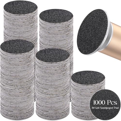 Gisafai 1000 Pcs Replaceable Sandpaper Refill Discs Bulk 80 Grit Replacement Sandpaper Pad Discs for Electric Foot File Callus Remover Black Tool Foot File Disks for Cracked Heels Dead Skin