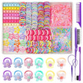 889 Pcs Colorful Hair Ties Set for Girls with Flower Accessories