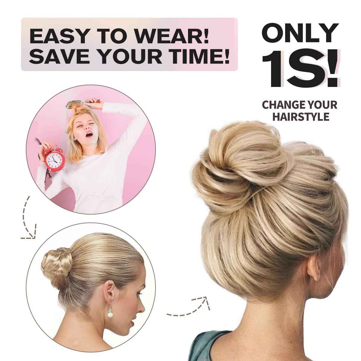 isheeny Messy Bun Hair Piece 2PCS 100% Real Human Hair Tousled Updo Extension Natural Curly Messy Bun with Elastic Band Hair Bun Hair Piece for Preschool Children Ponytail Extensions