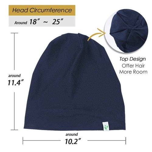 Hair Sleep Hat for Bald Men Night Cotton Blue Black