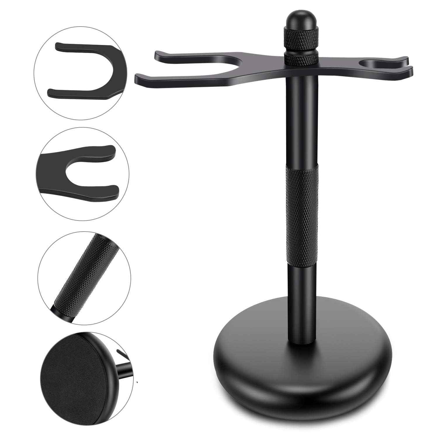 ZENGRASOIR Safety Razor and Brush Stand Holder with Synthetic Hair Shaving Brush with Solid Wood Handle Prolong The Life of Your Shaving Brush