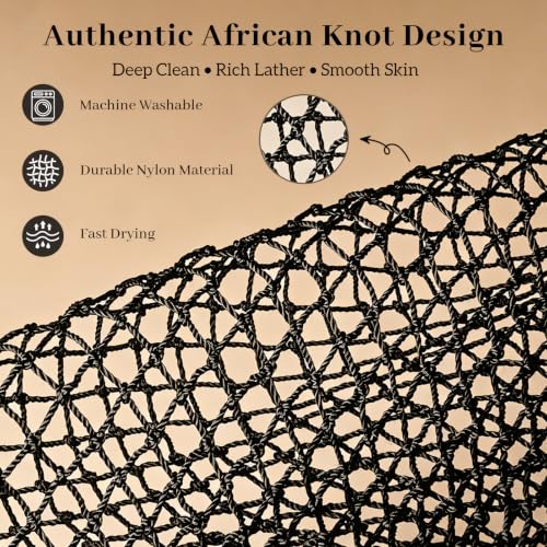 African Net Sponge with Knots - 70 Inch Exfoliating Body Scrubber